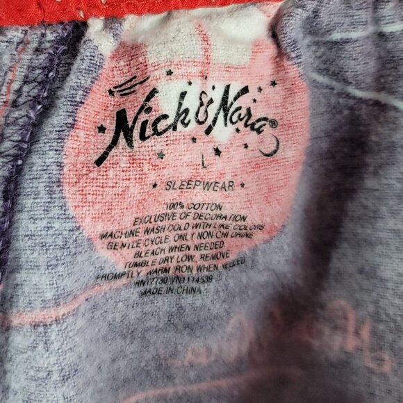 Nick & Nora Sock Monkey Flannel Pajama Set Blue Large Long Sleeve Pants Pull On - Picture 13 of 13